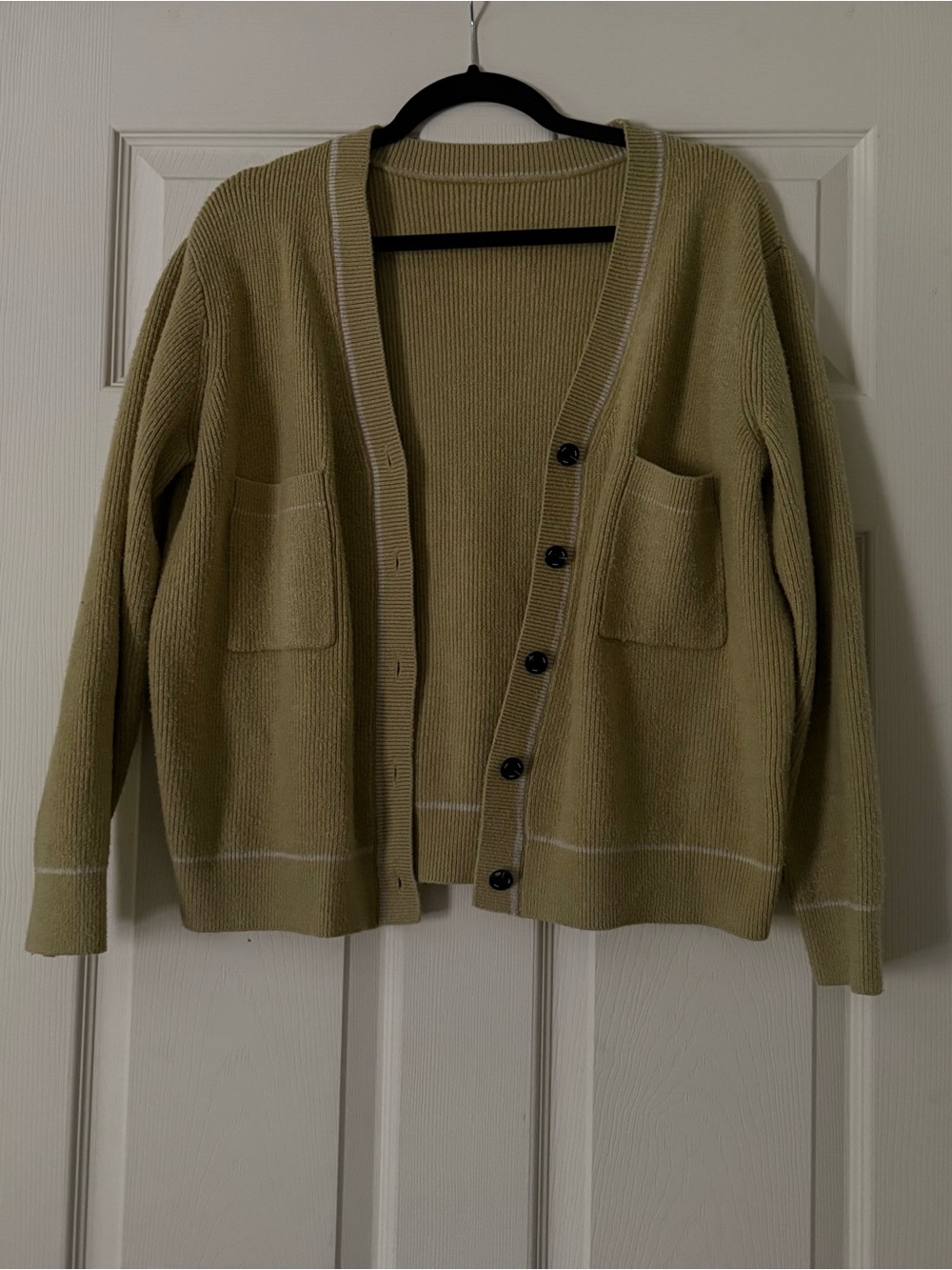 Olive Green V-Neck Button Cardigan Sweater